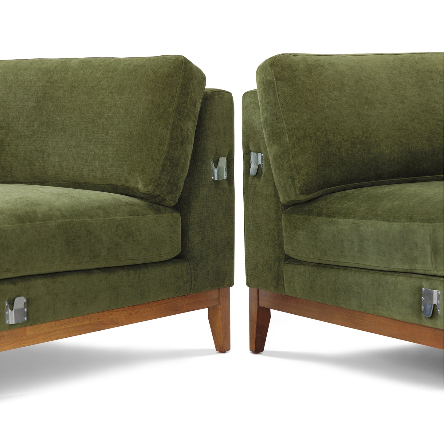 Zyon Left-Facing Bumper Chaise Sectional | Distressed Green