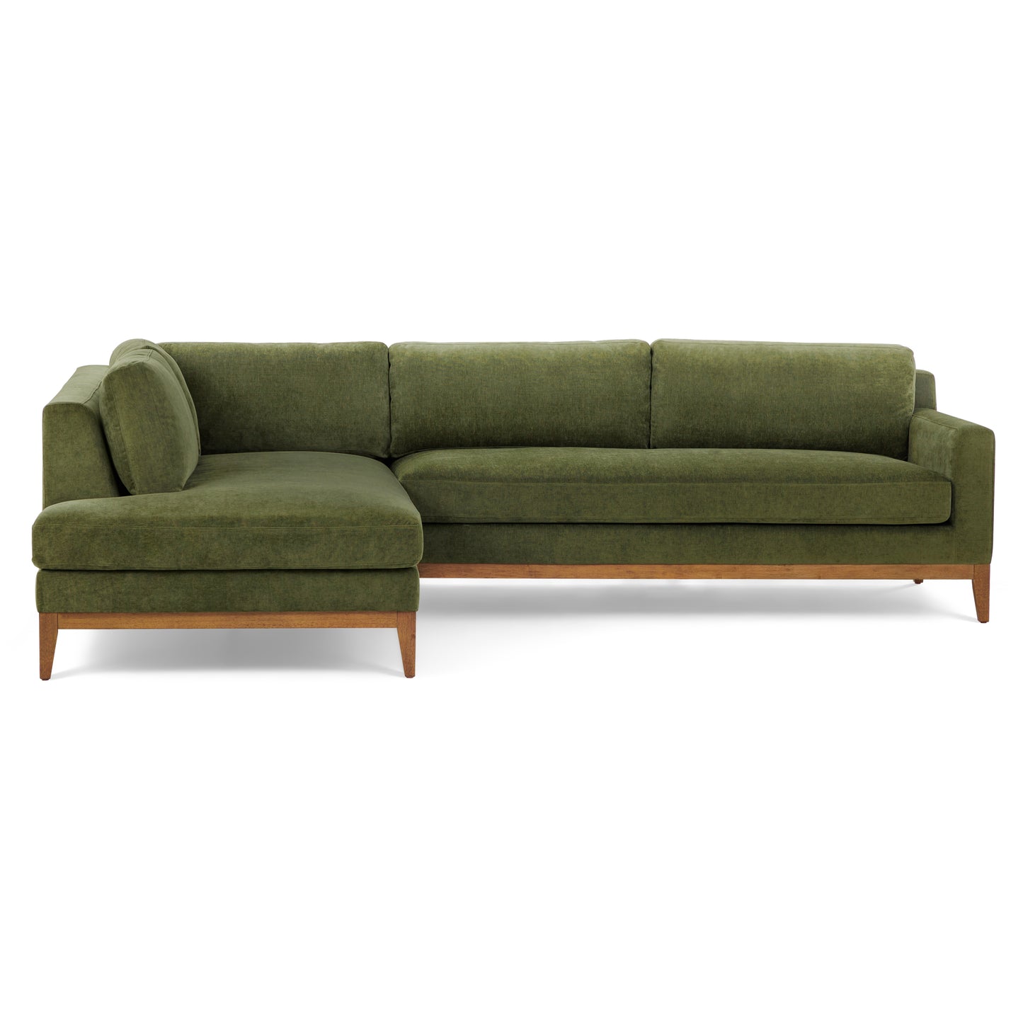 Zyon Left-Facing Bumper Chaise Sectional | Distressed Green