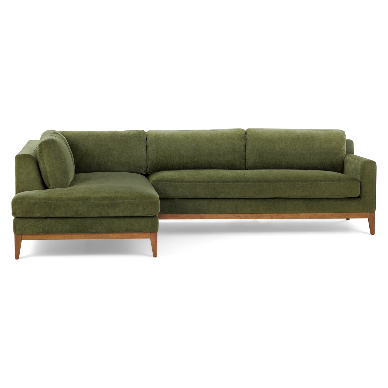 Zyon Left-Facing Bumper Chaise Sectional | Distressed Green 