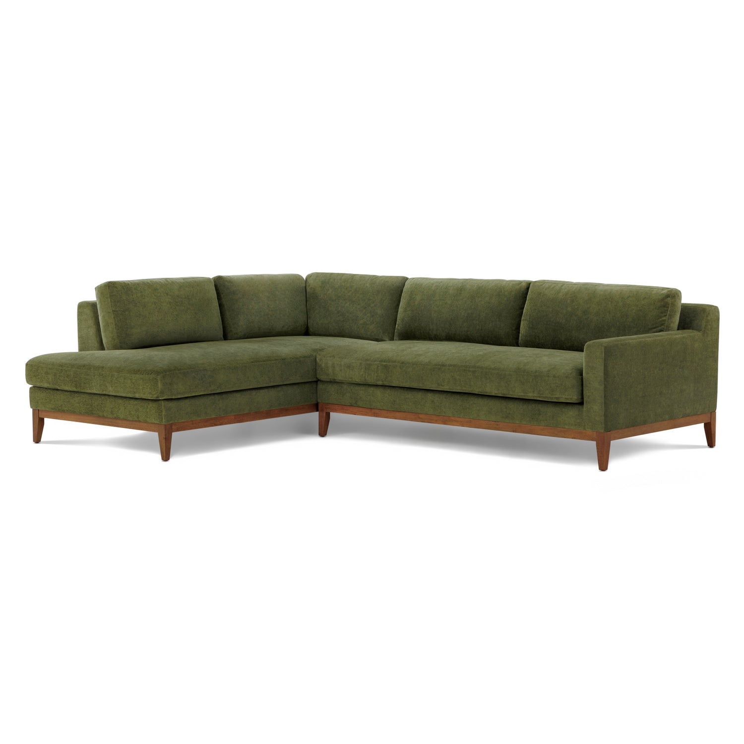 Zyon Left-Facing Bumper Chaise Sectional | Distressed Green 