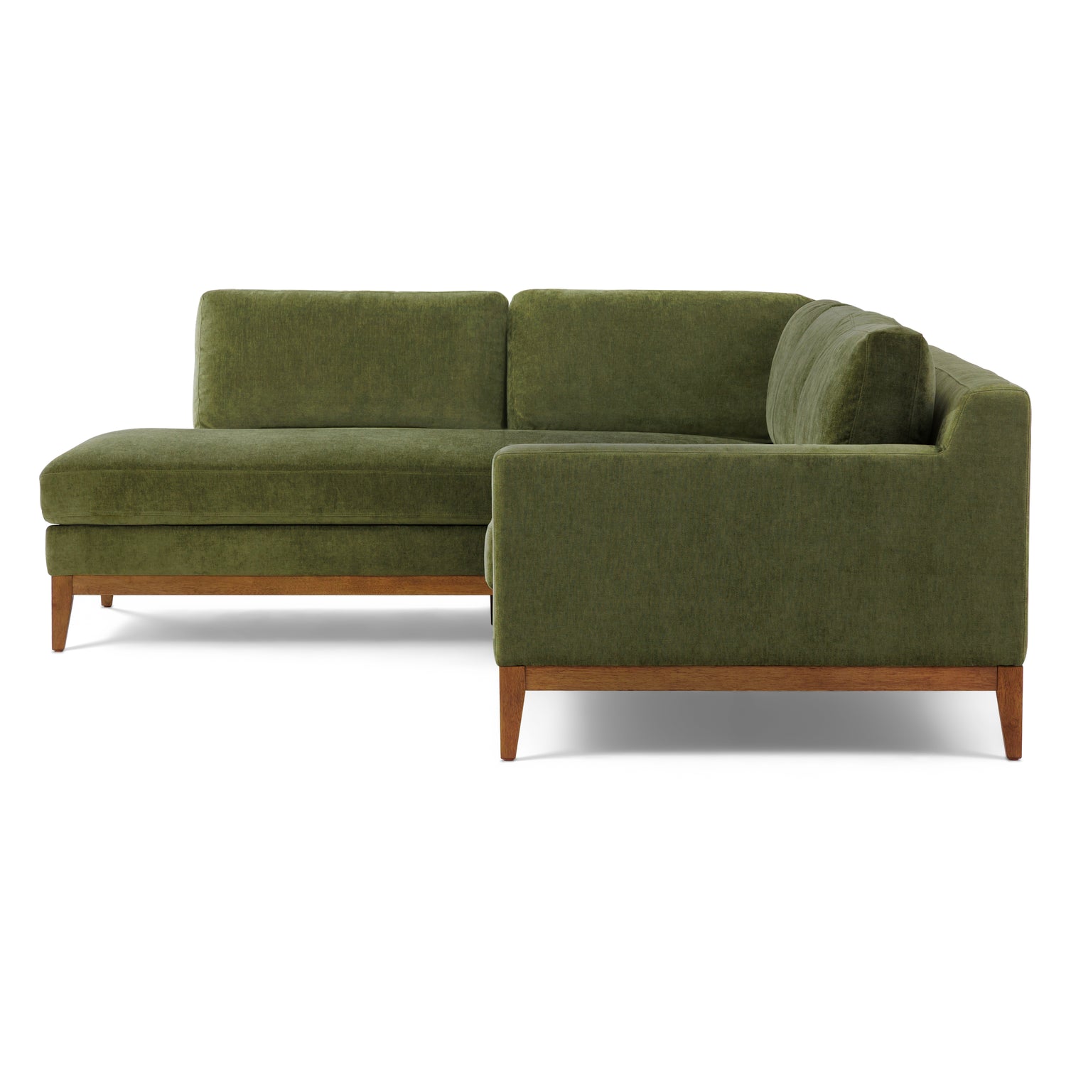Zyon Left-Facing Bumper Chaise Sectional | Distressed Green 