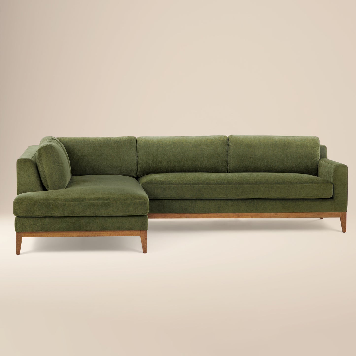 Zyon Left-Facing Bumper Chaise Sectional | Distressed Green