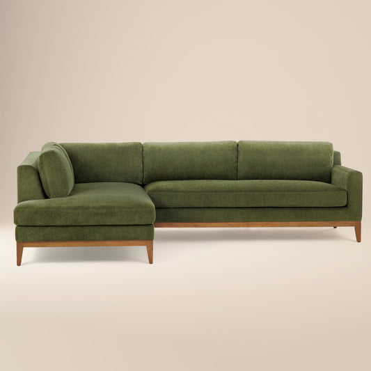 Zyon Left-Facing Bumper Chaise Sectional | Distressed Green