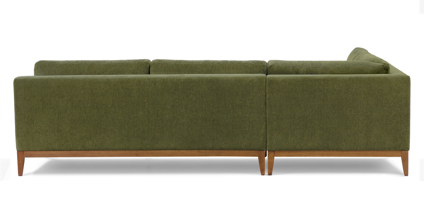 Zyon Left-Facing Bumper Chaise Sectional | Distressed Green