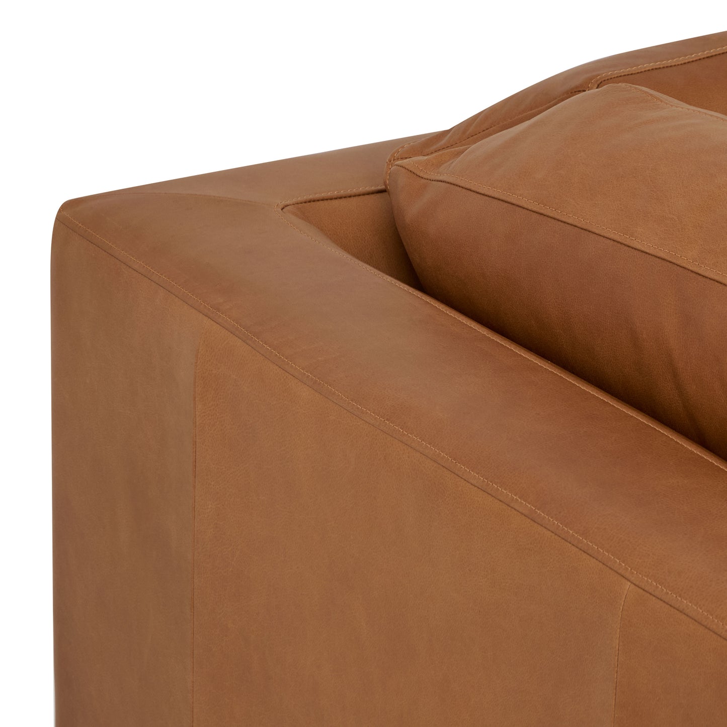 Zyon 115.5" Leather Left-Facing Bumper Chaise Sectional Sofa | Saddle Tan