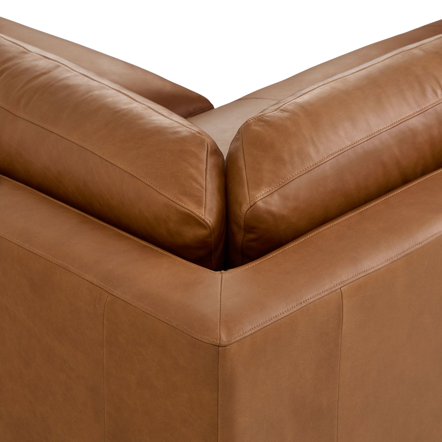 Zyon 115.5" Leather Left-Facing Bumper Chaise Sectional Sofa | Saddle Tan