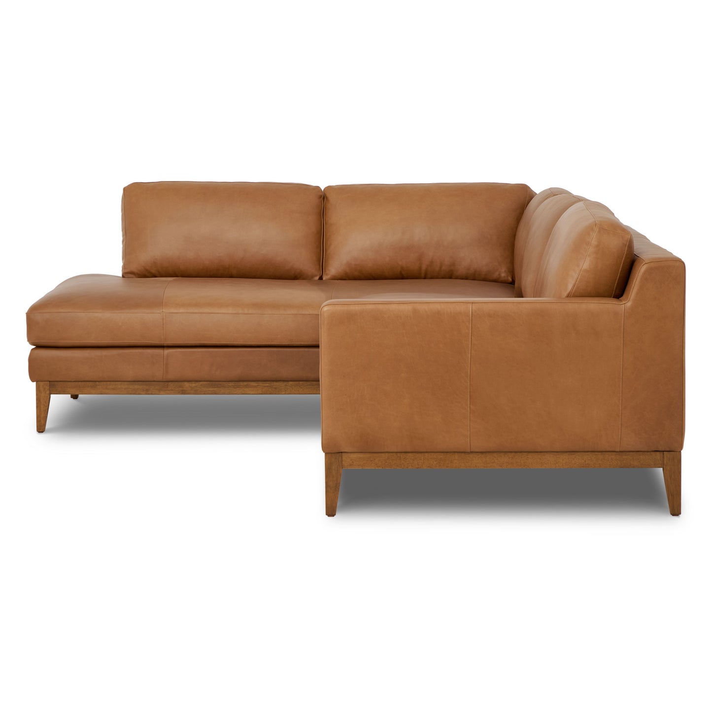 Zyon 115.5" Leather Left-Facing Bumper Chaise Sectional Sofa | Saddle Tan
