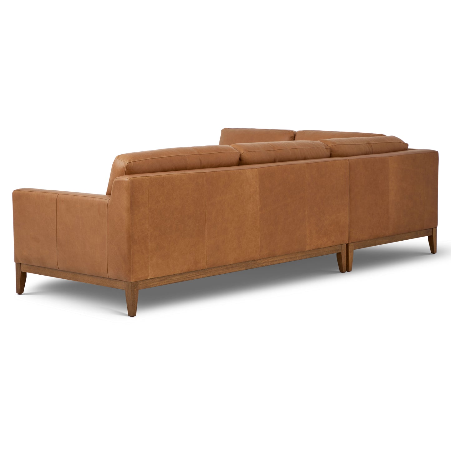 Zyon 115.5" Leather Left-Facing Bumper Chaise Sectional Sofa | Saddle Tan