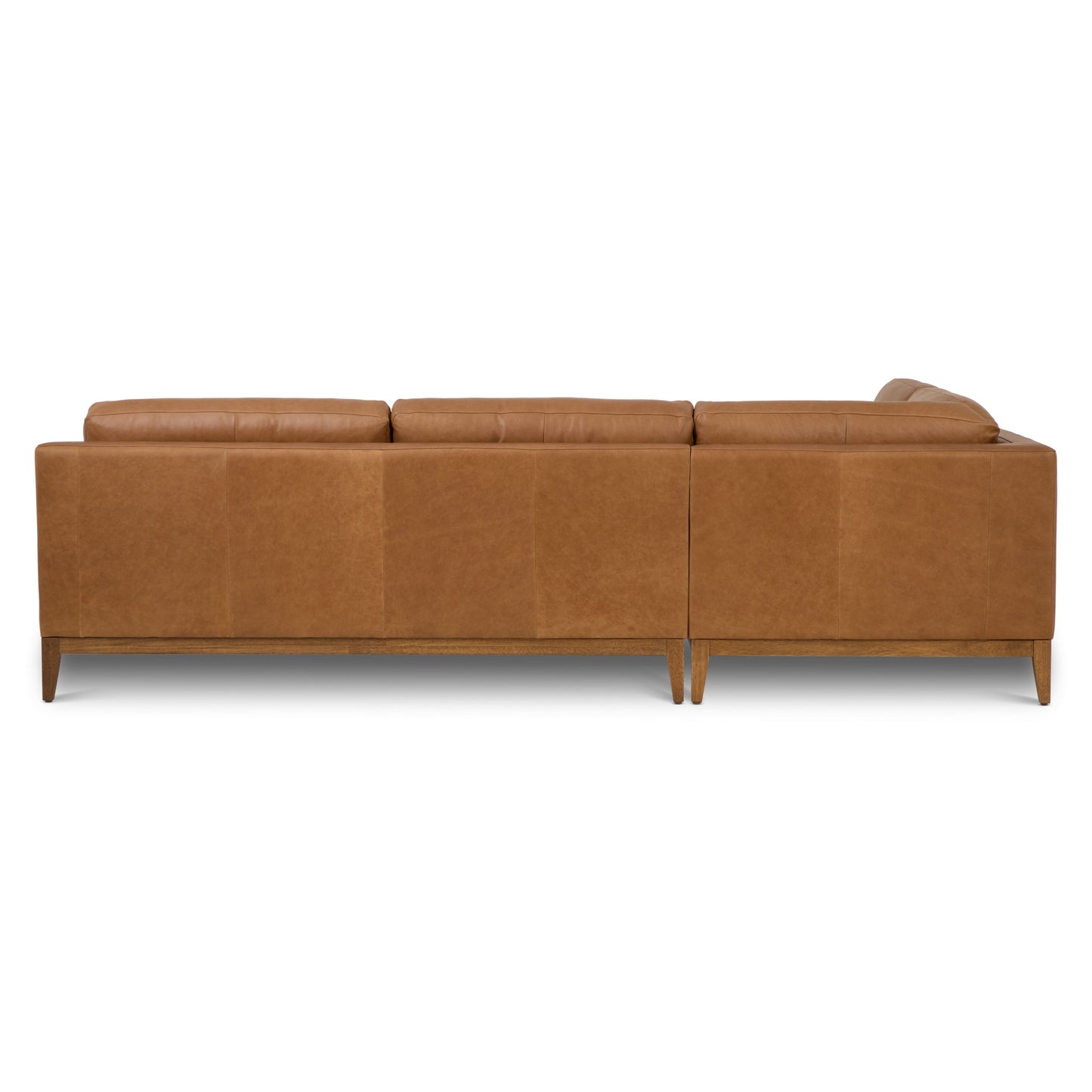 Zyon 115.5" Leather Left-Facing Bumper Chaise Sectional Sofa | Saddle Tan