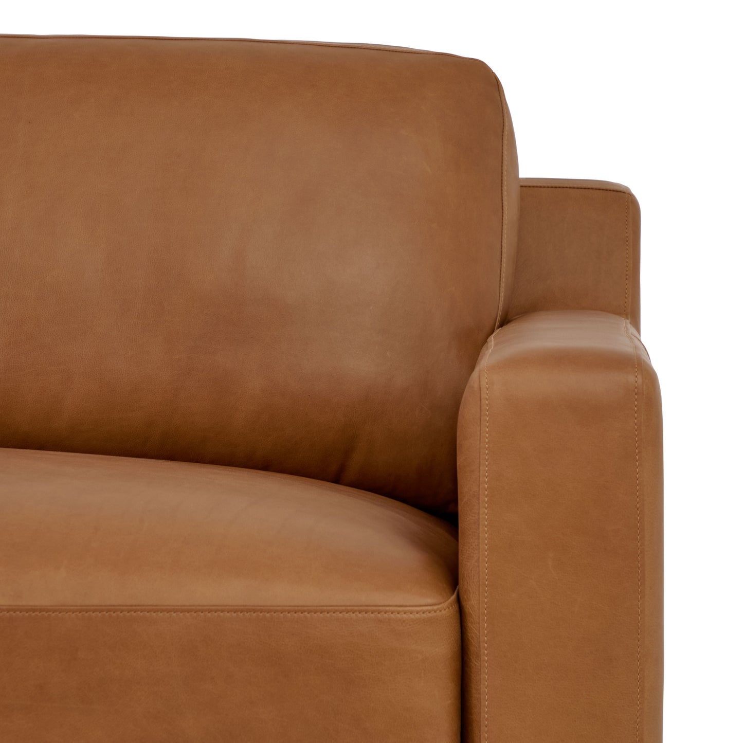 Zyon 115.5" Leather Left-Facing Bumper Chaise Sectional Sofa | Saddle Tan