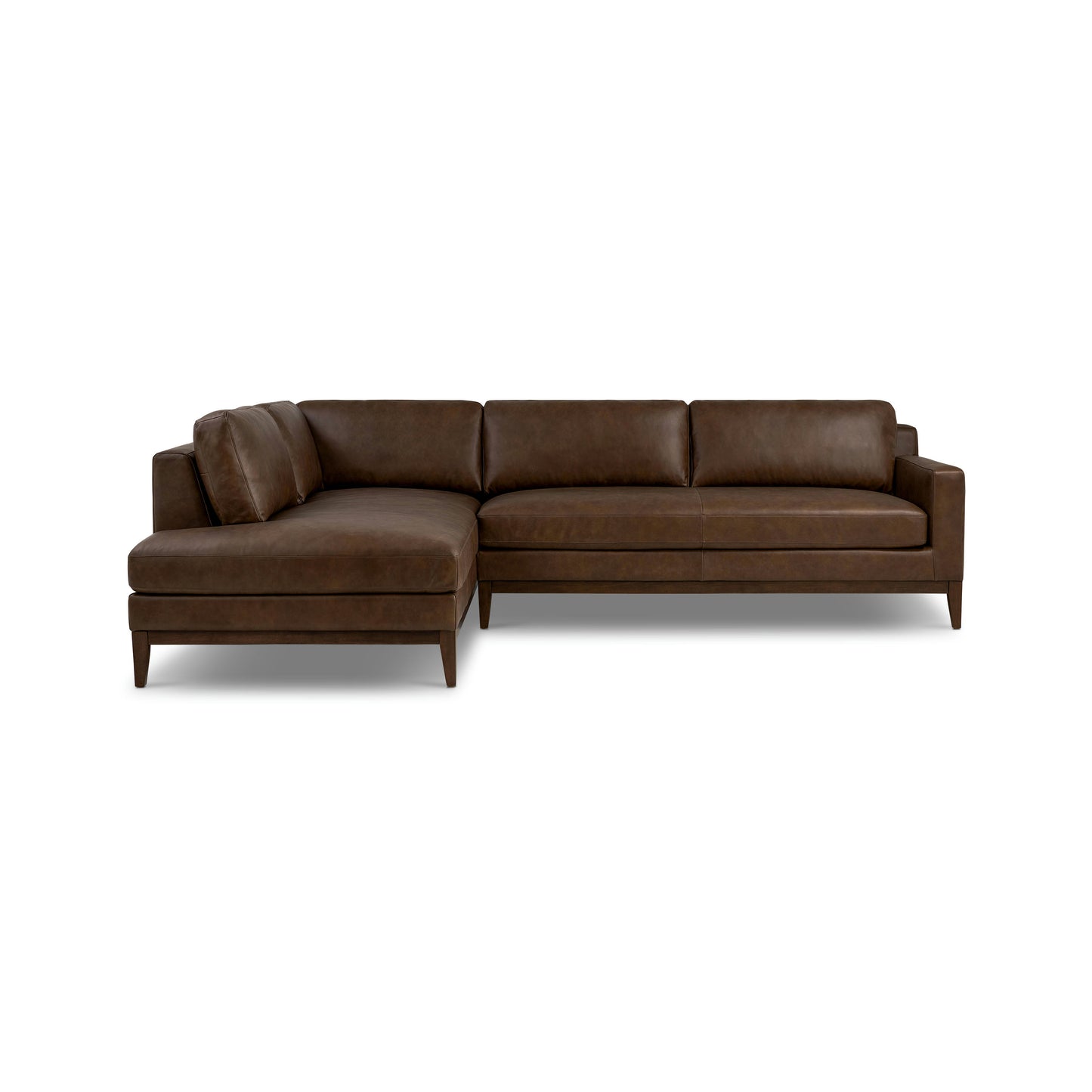 Zyon 115.5" Leather Left-Facing Bumper Chaise Sectional | Vintage Brown