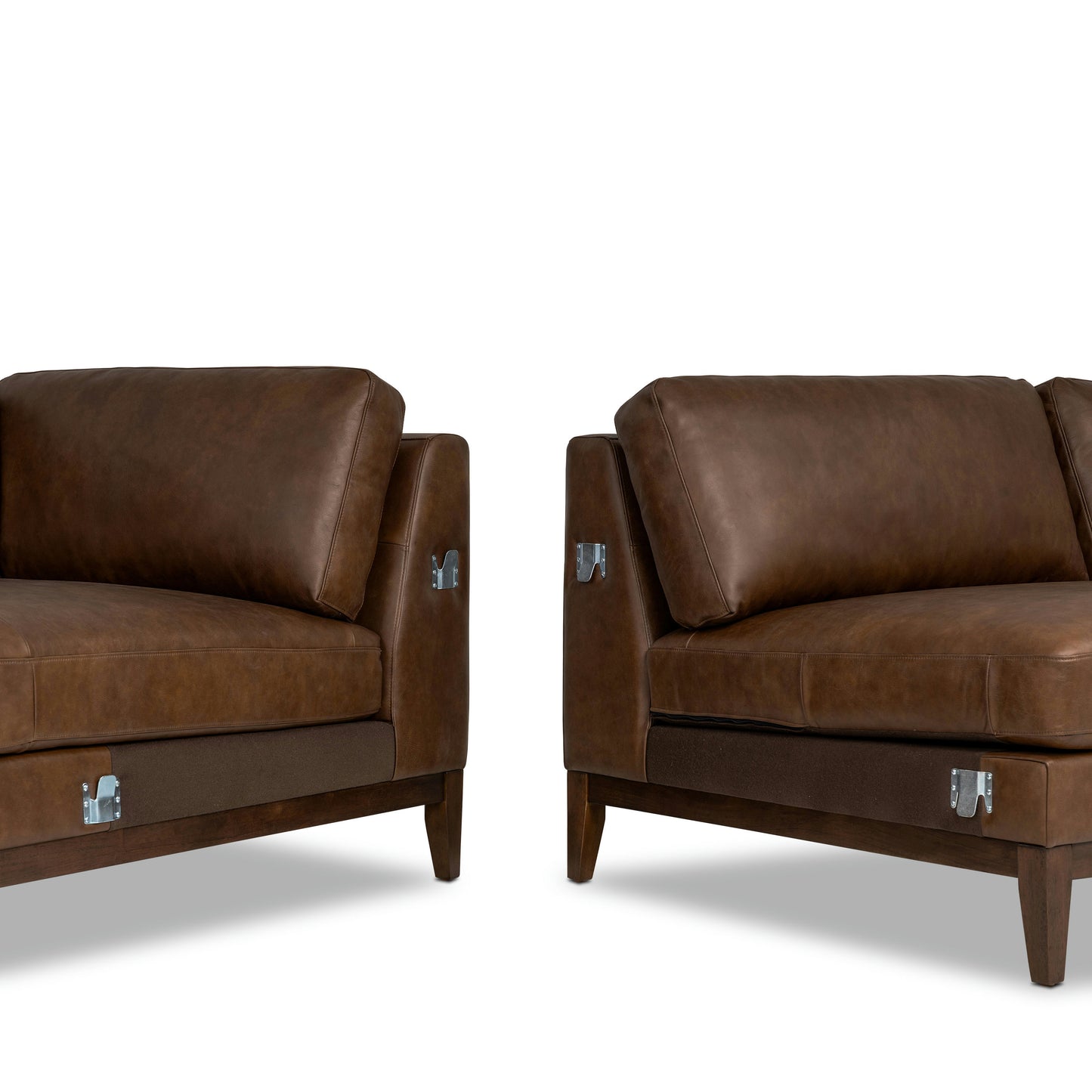 Zyon 115.5" Leather Left-Facing Bumper Chaise Sectional | Vintage Brown