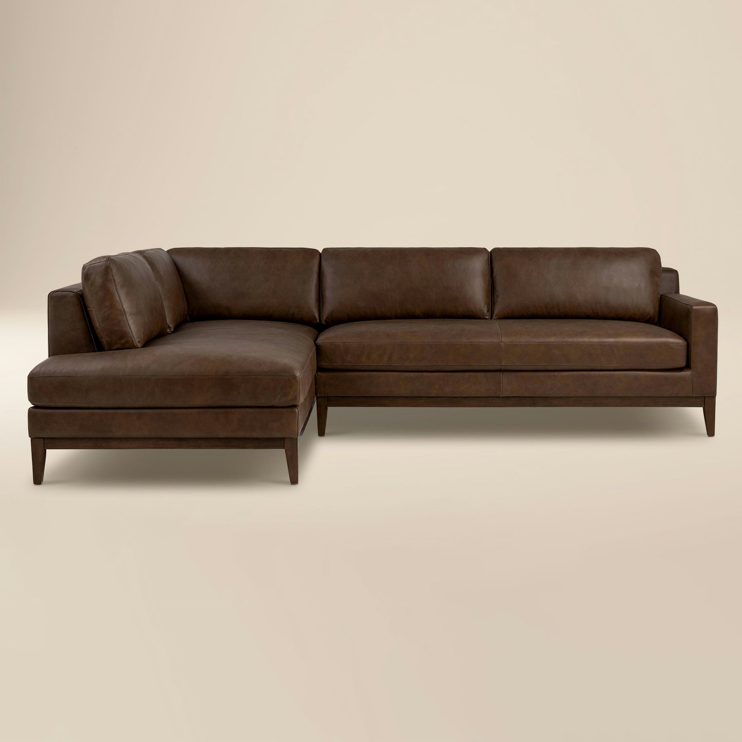 Zyon 115.5" Leather Left-Facing Bumper Chaise Sectional | Vintage Brown