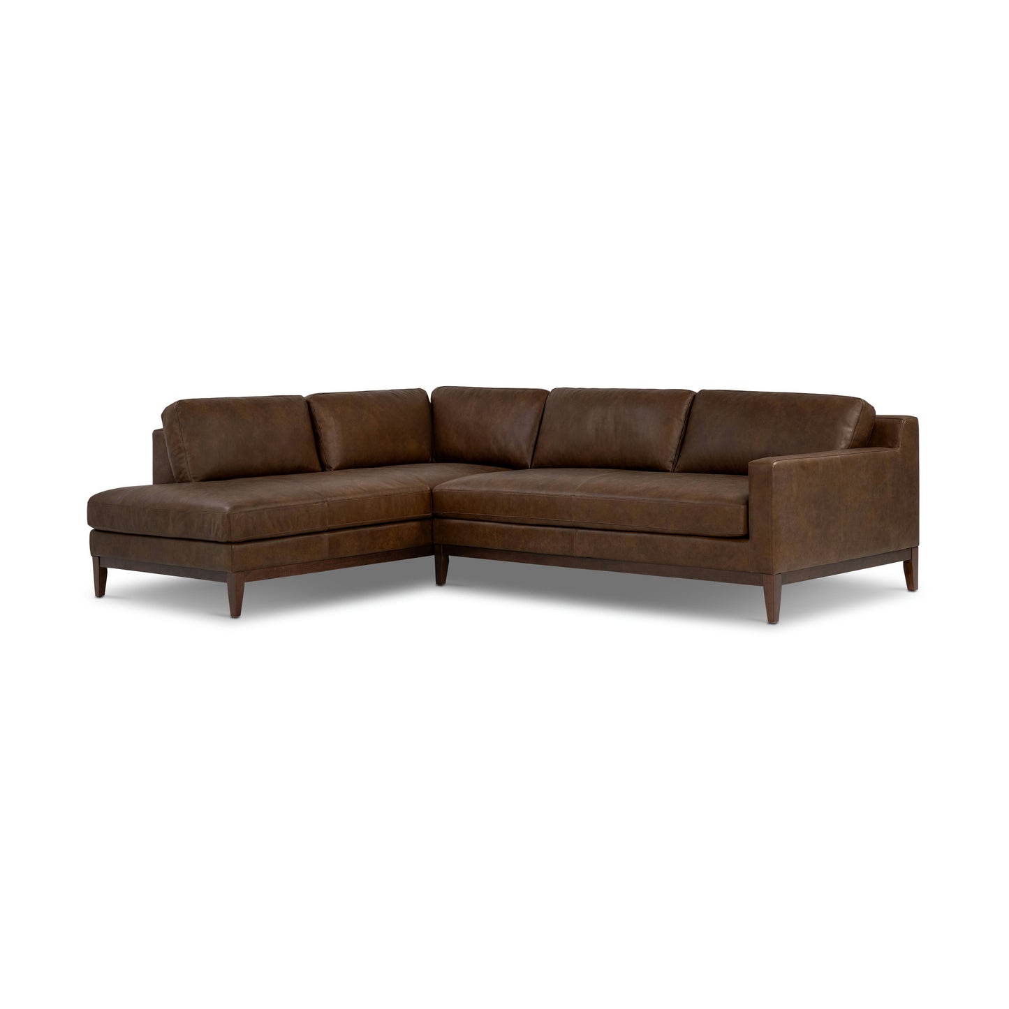 Zyon 115.5" Leather Left-Facing Bumper Chaise Sectional | Vintage Brown