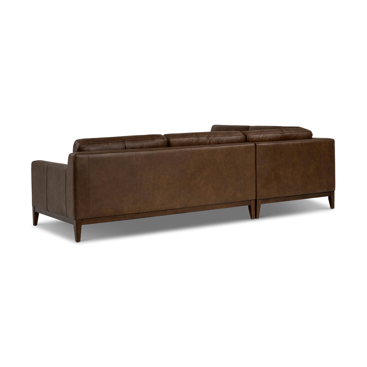 Zyon 115.5" Leather Left-Facing Bumper Chaise Sectional | Vintage Brown