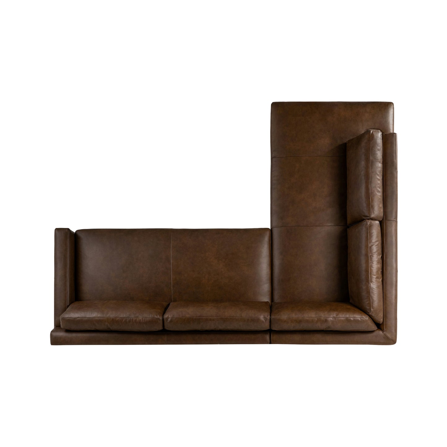 Zyon 115.5" Leather Left-Facing Bumper Chaise Sectional | Vintage Brown