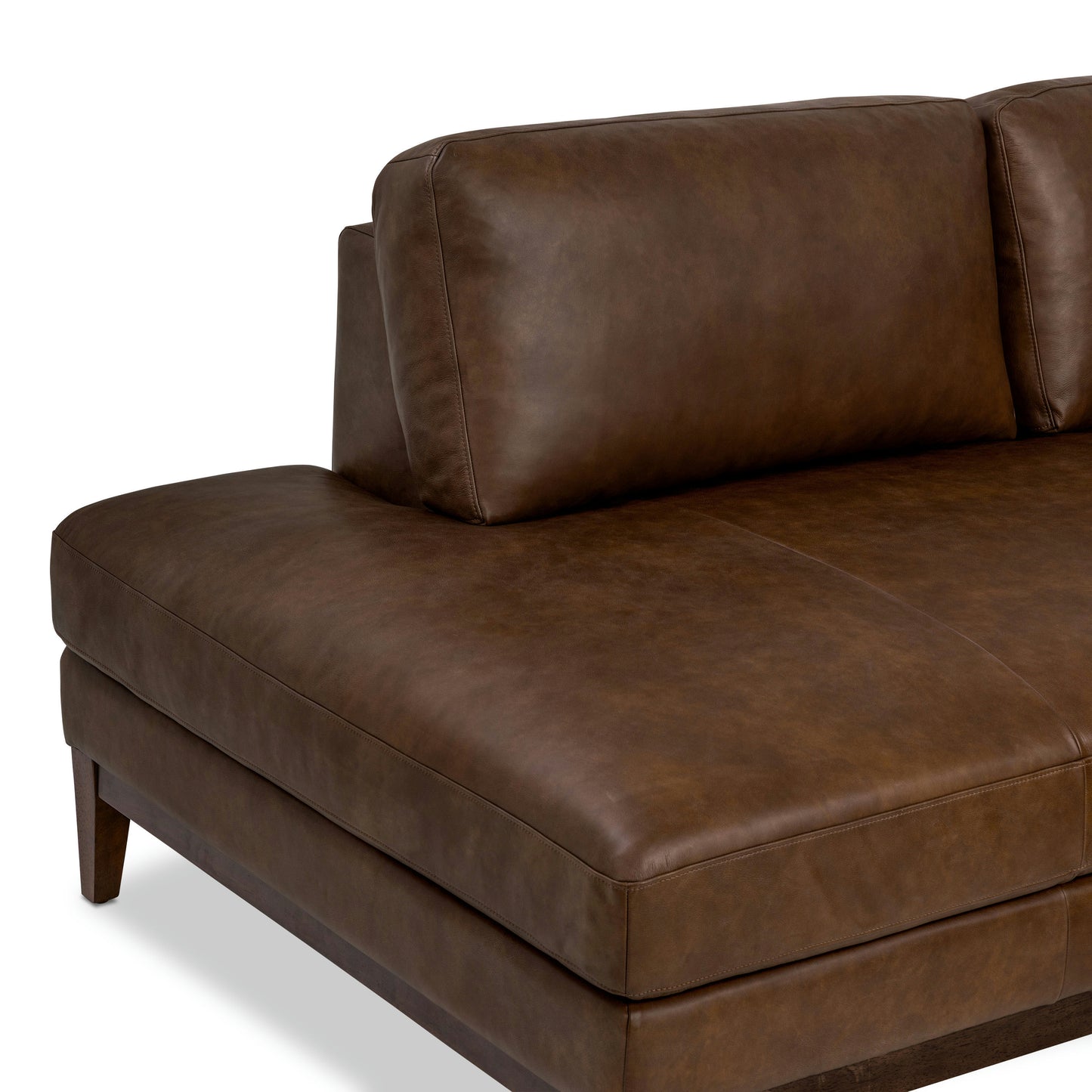 Zyon 115.5" Leather Left-Facing Bumper Chaise Sectional | Vintage Brown