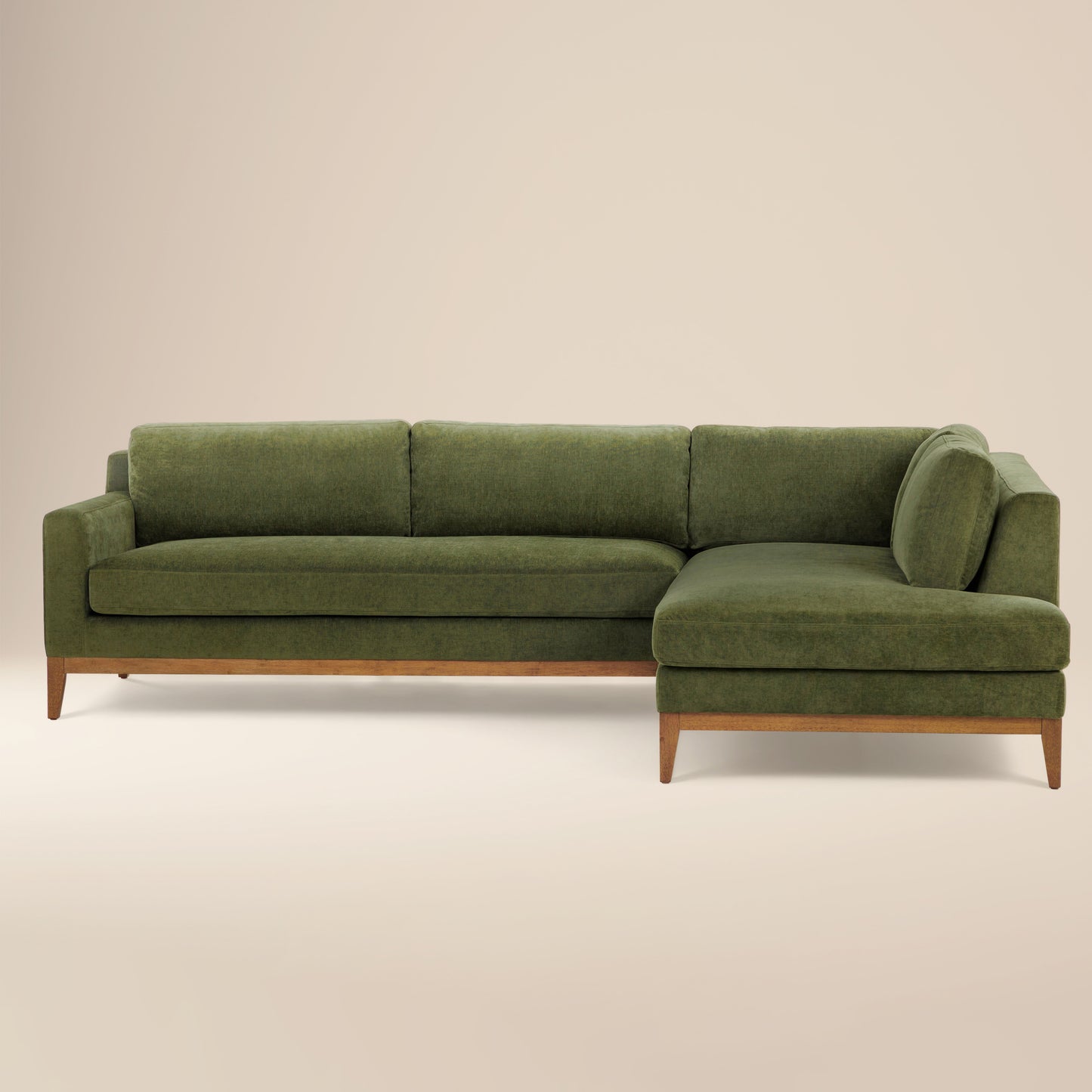 Zyon Right-Facing Bumper Chaise Sectional | Distressed Green
