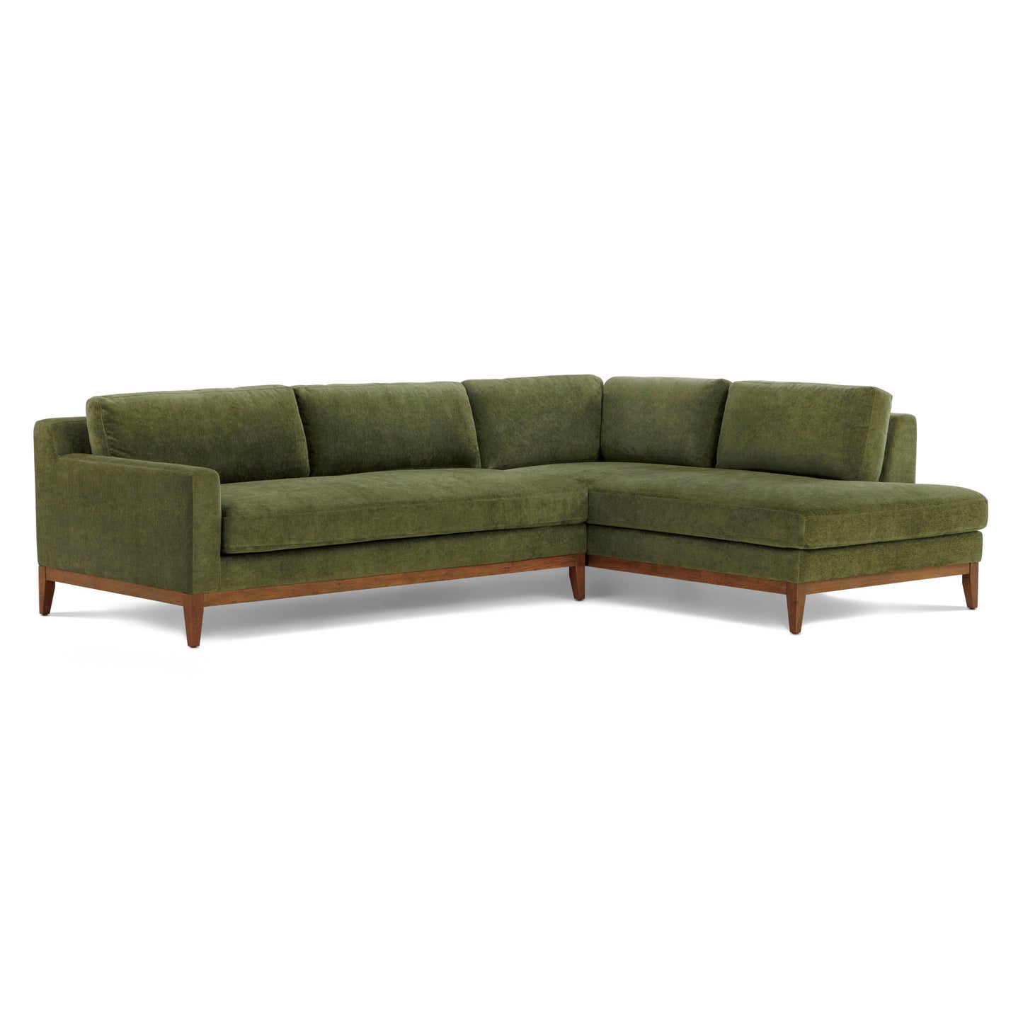 Zyon Right-Facing Bumper Chaise Sectional | Distressed Green