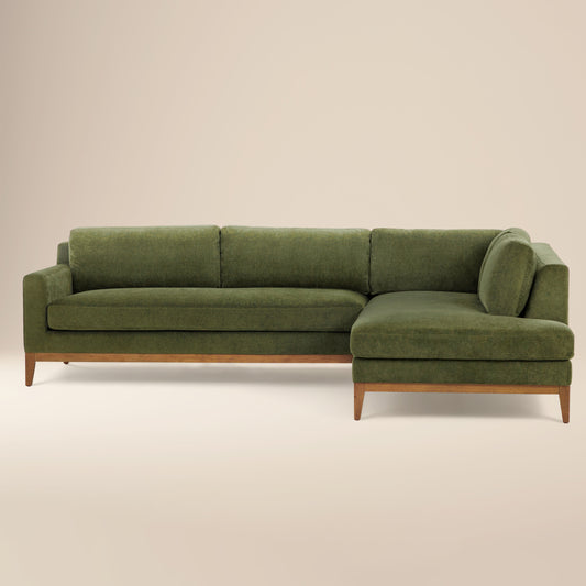 Zyon Right-Facing Bumper Chaise Sectional | Distressed Green