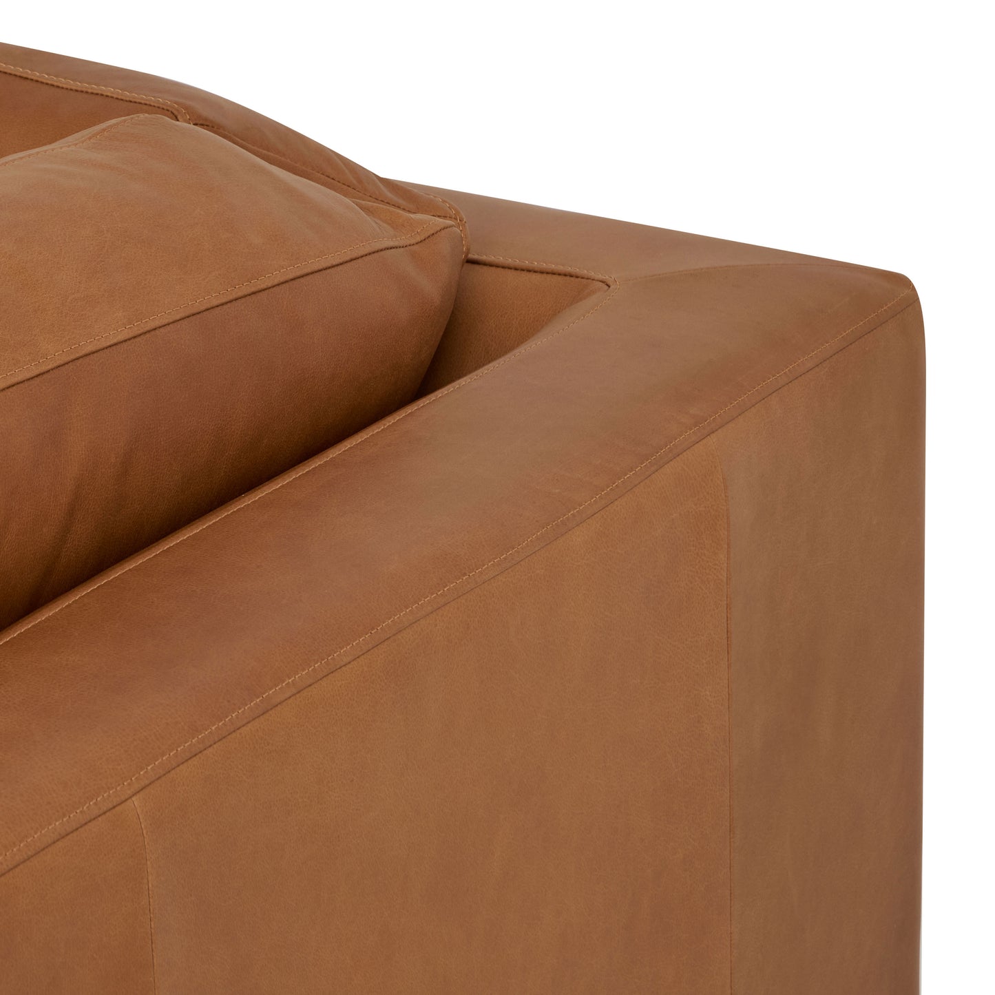 Zyon 115.5" Leather Right-Facing Bumper Chaise Sectional Sofa | Saddle Tan