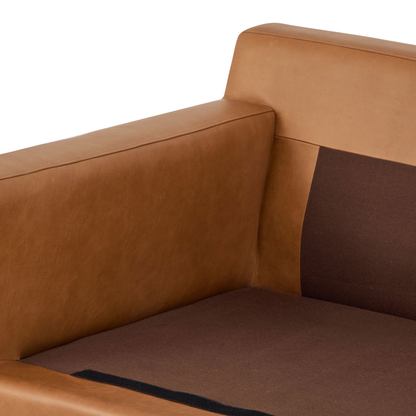 Zyon 115.5" Leather Right-Facing Bumper Chaise Sectional Sofa | Saddle Tan