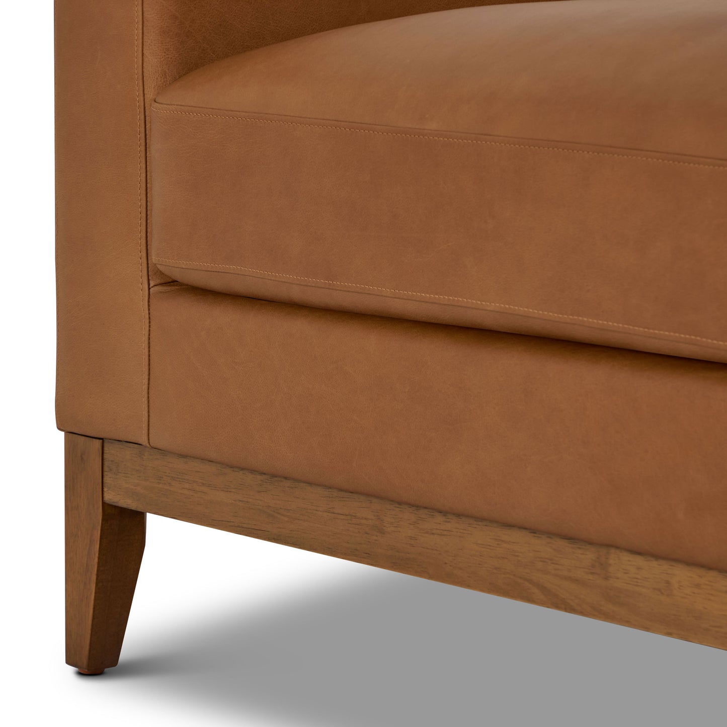 Zyon 115.5" Leather Right-Facing Bumper Chaise Sectional Sofa | Saddle Tan