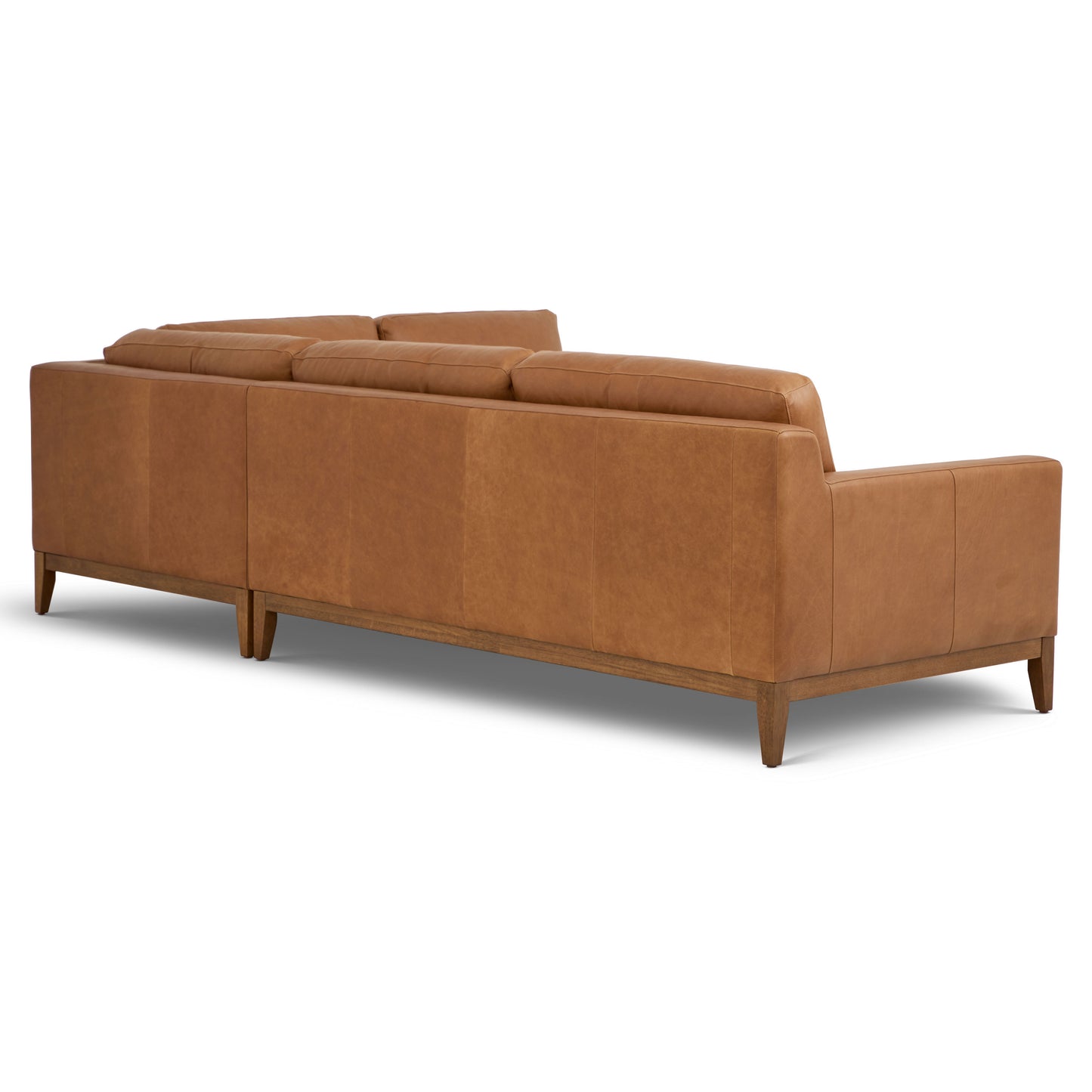 Zyon 115.5" Leather Right-Facing Bumper Chaise Sectional Sofa | Saddle Tan