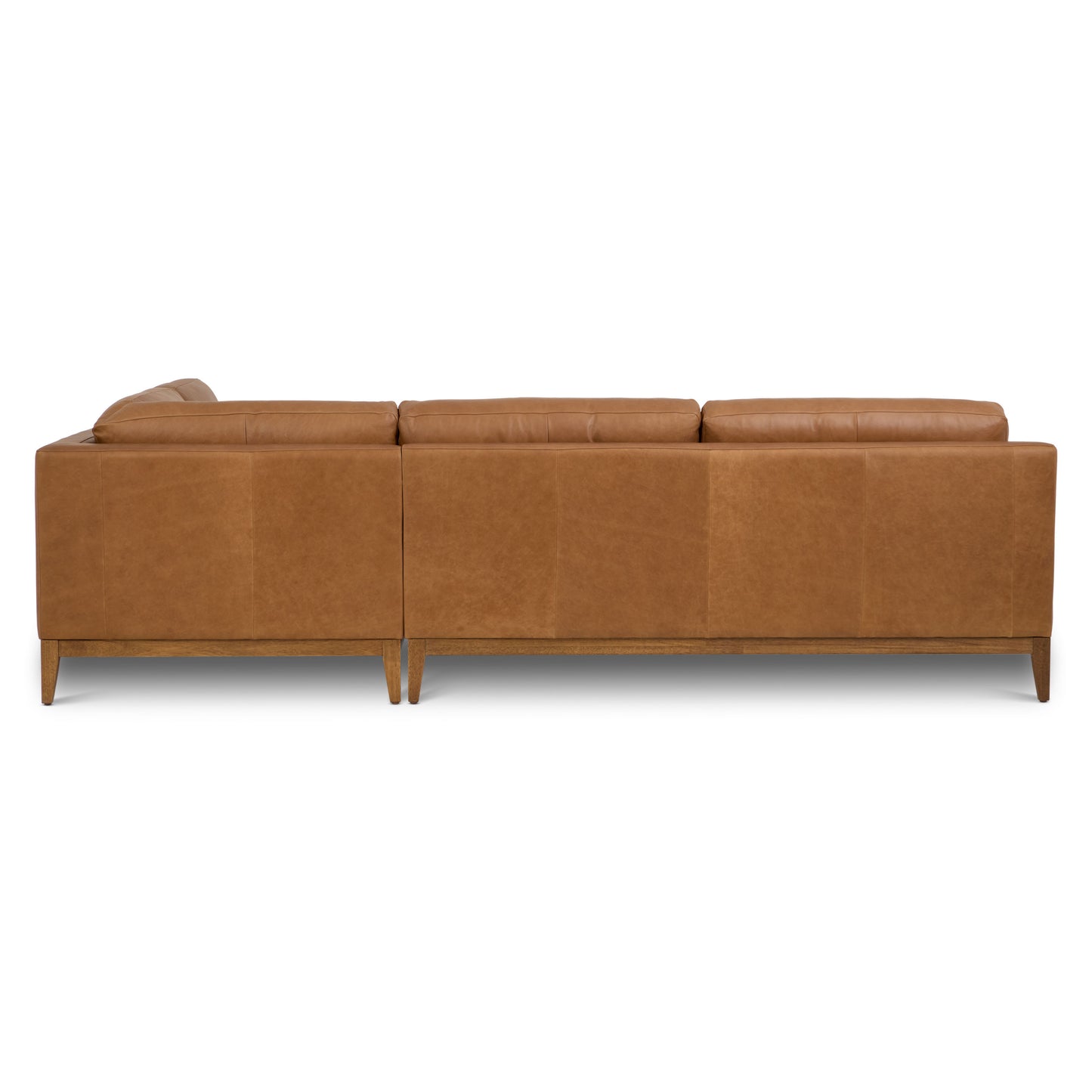 Zyon 115.5" Leather Right-Facing Bumper Chaise Sectional Sofa | Saddle Tan