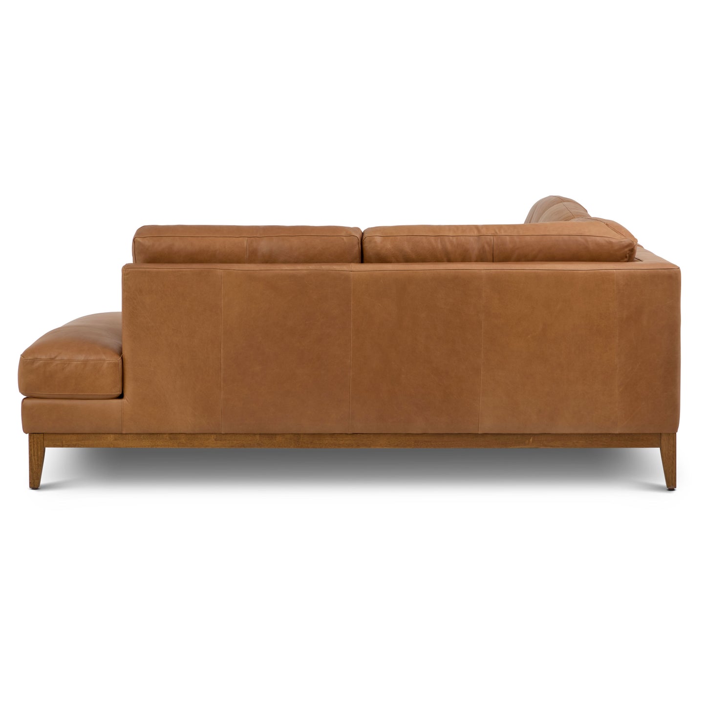 Zyon 115.5" Leather Right-Facing Bumper Chaise Sectional Sofa | Saddle Tan