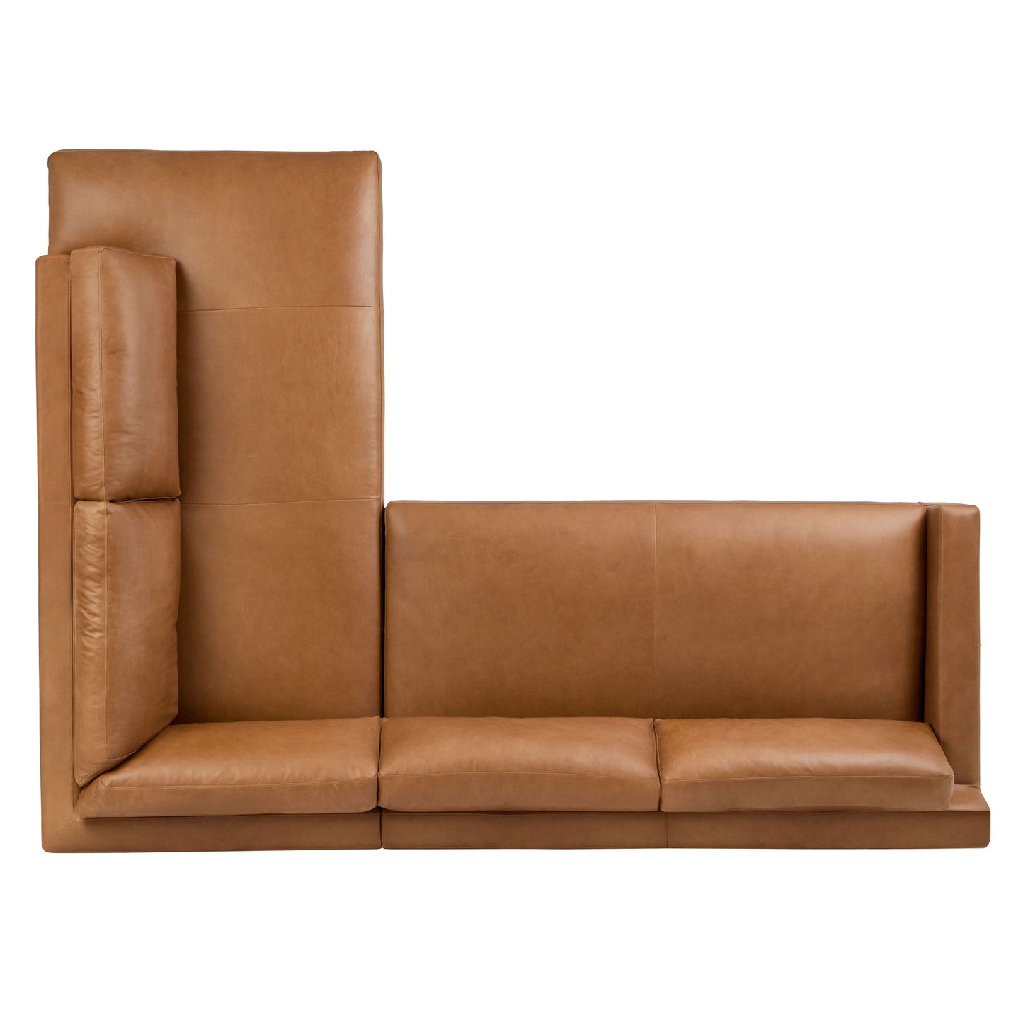 Zyon 115.5" Leather Right-Facing Bumper Chaise Sectional Sofa | Saddle Tan
