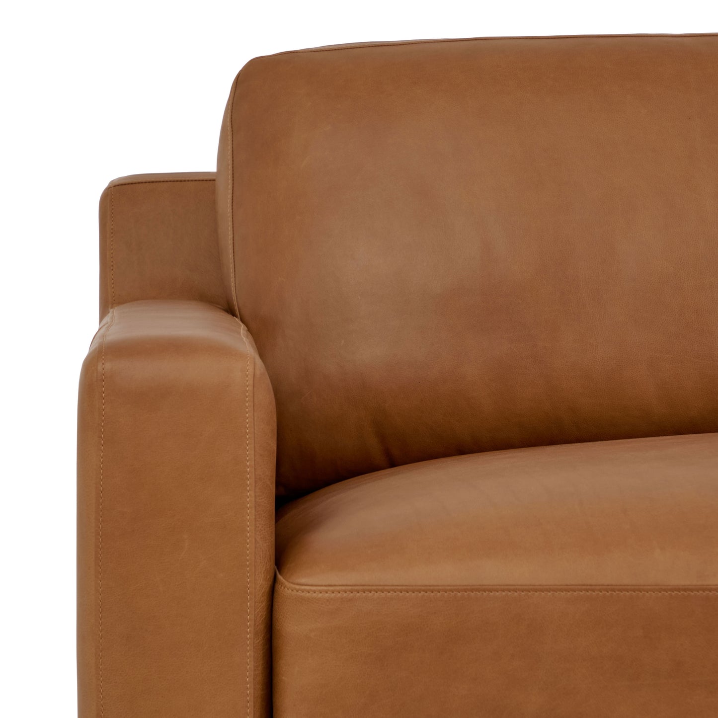 Zyon 115.5" Leather Right-Facing Bumper Chaise Sectional Sofa | Saddle Tan