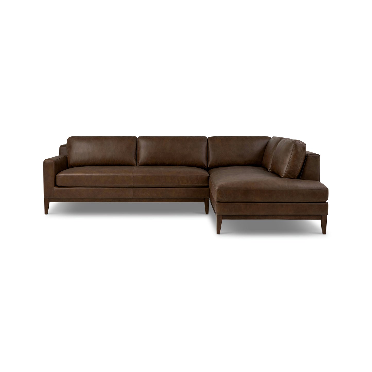 Zyon 115.5" Leather Right-Facing Bumper Chaise Sectional | Vintage Brown