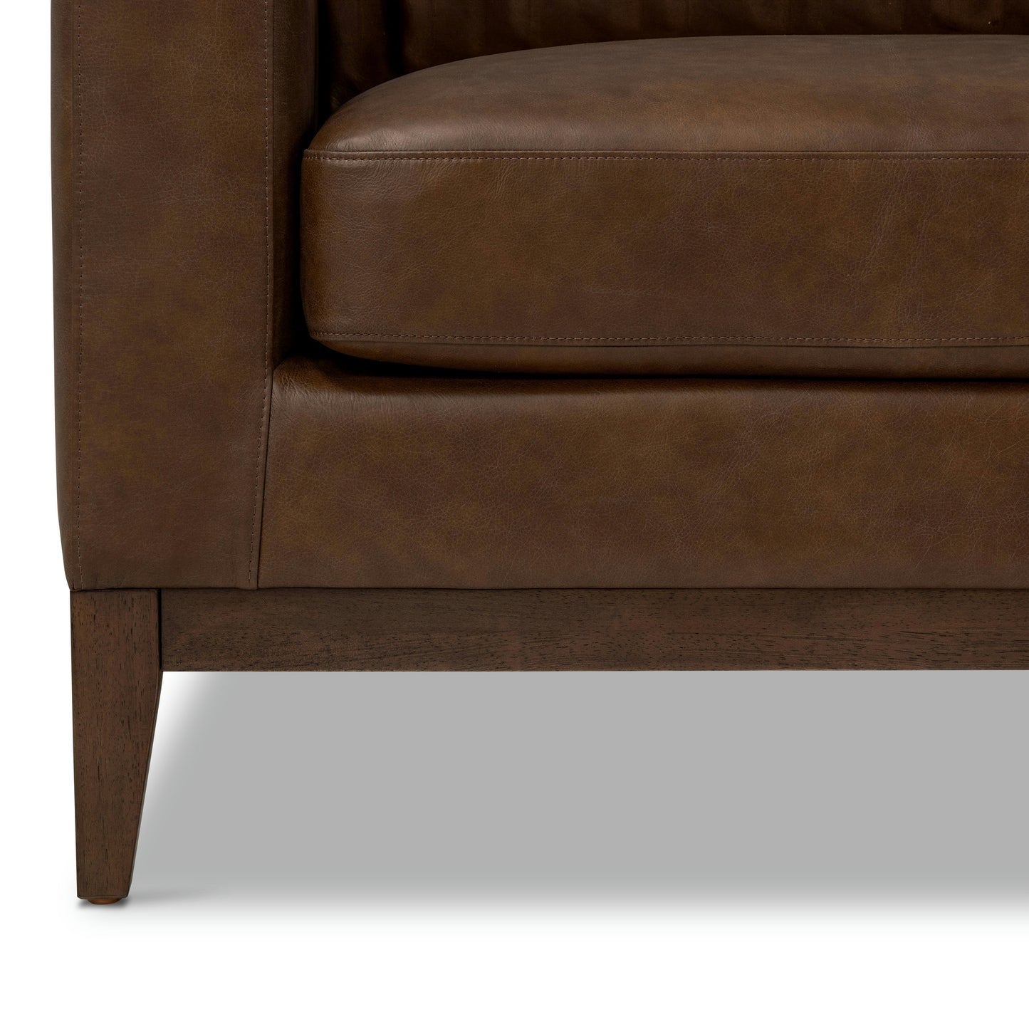Zyon 115.5" Leather Right-Facing Bumper Chaise Sectional | Vintage Brown