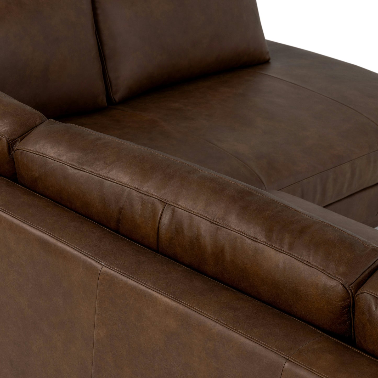Zyon 115.5" Leather Right-Facing Bumper Chaise Sectional | Vintage Brown