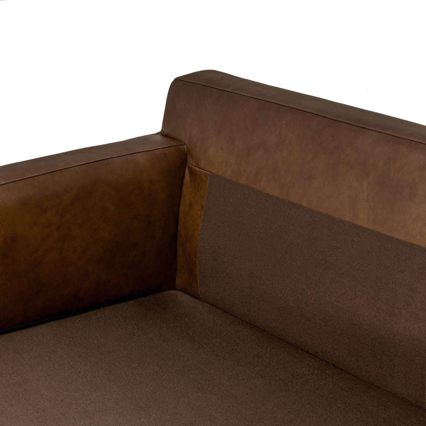 Zyon 115.5" Leather Right-Facing Bumper Chaise Sectional | Vintage Brown