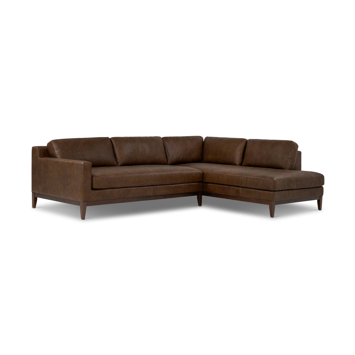 Zyon 115.5" Leather Right-Facing Bumper Chaise Sectional | Vintage Brown