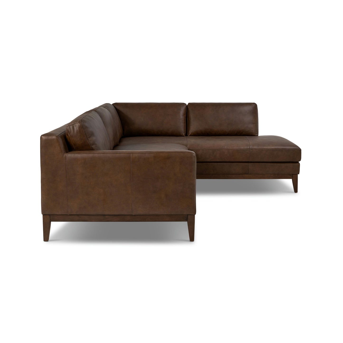Zyon 115.5" Leather Right-Facing Bumper Chaise Sectional | Vintage Brown