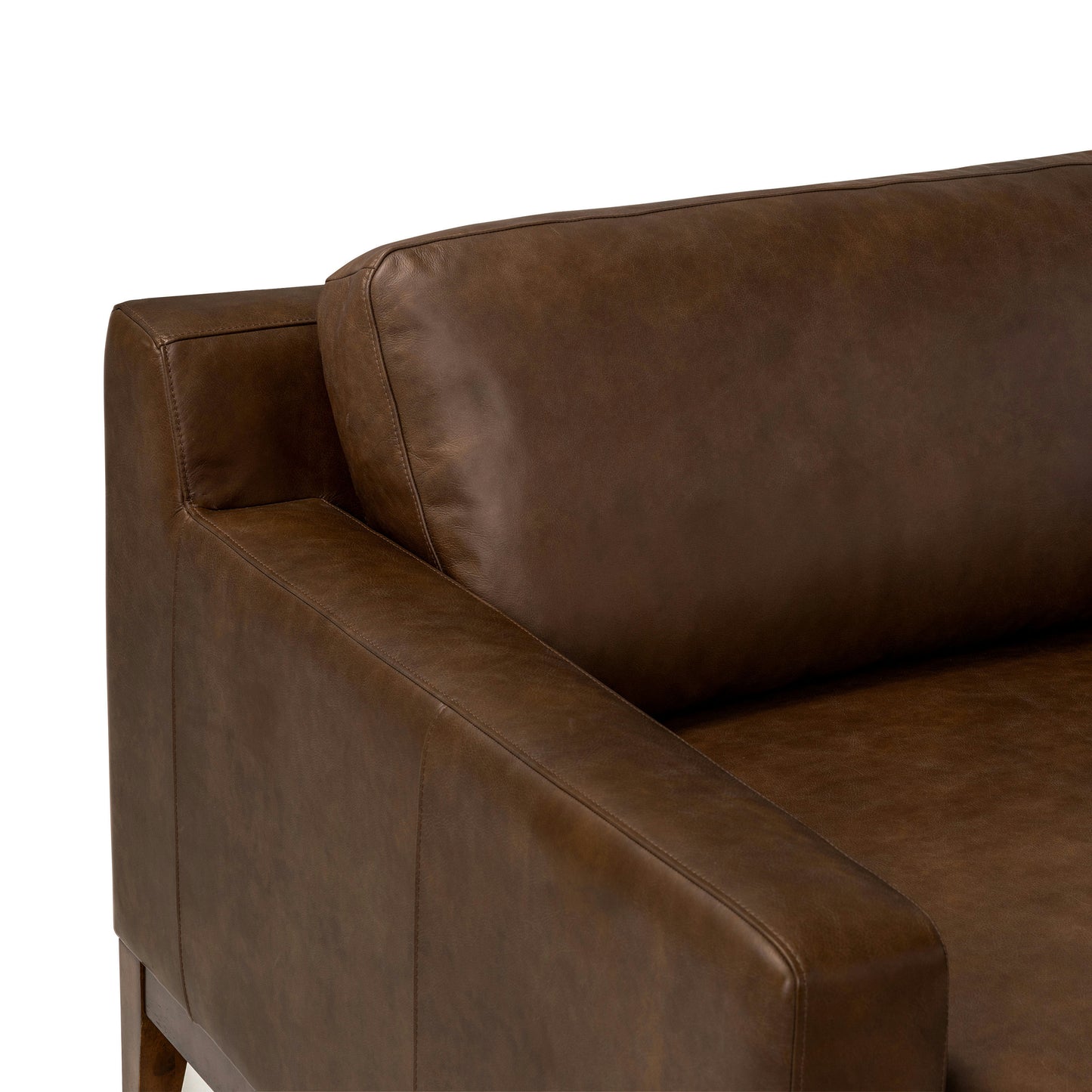 Zyon 115.5" Leather Right-Facing Bumper Chaise Sectional | Vintage Brown