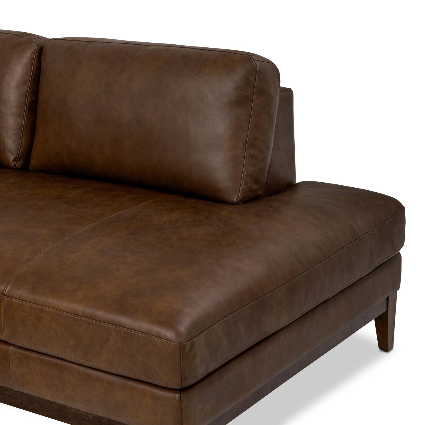Zyon 115.5" Leather Right-Facing Bumper Chaise Sectional | Vintage Brown