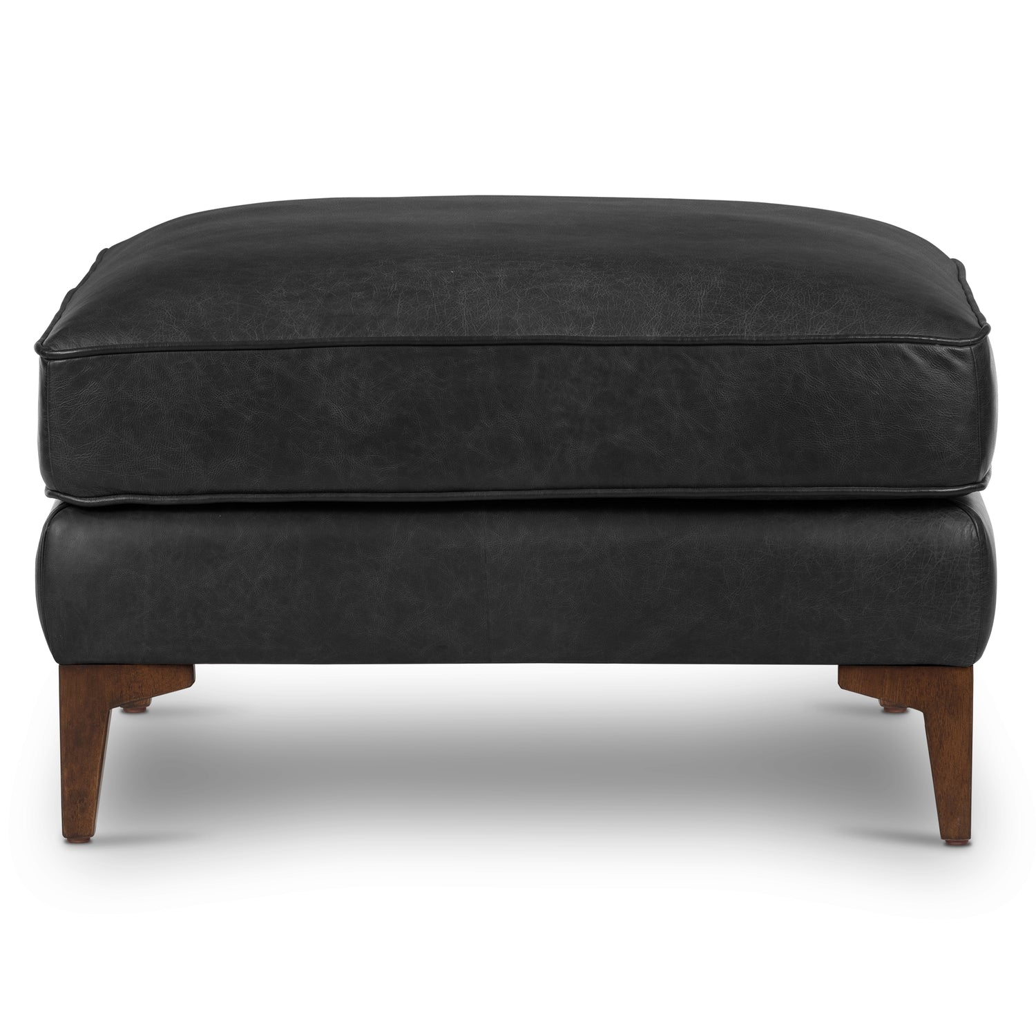 Essex Leather Ottoman | Onyx Black 
