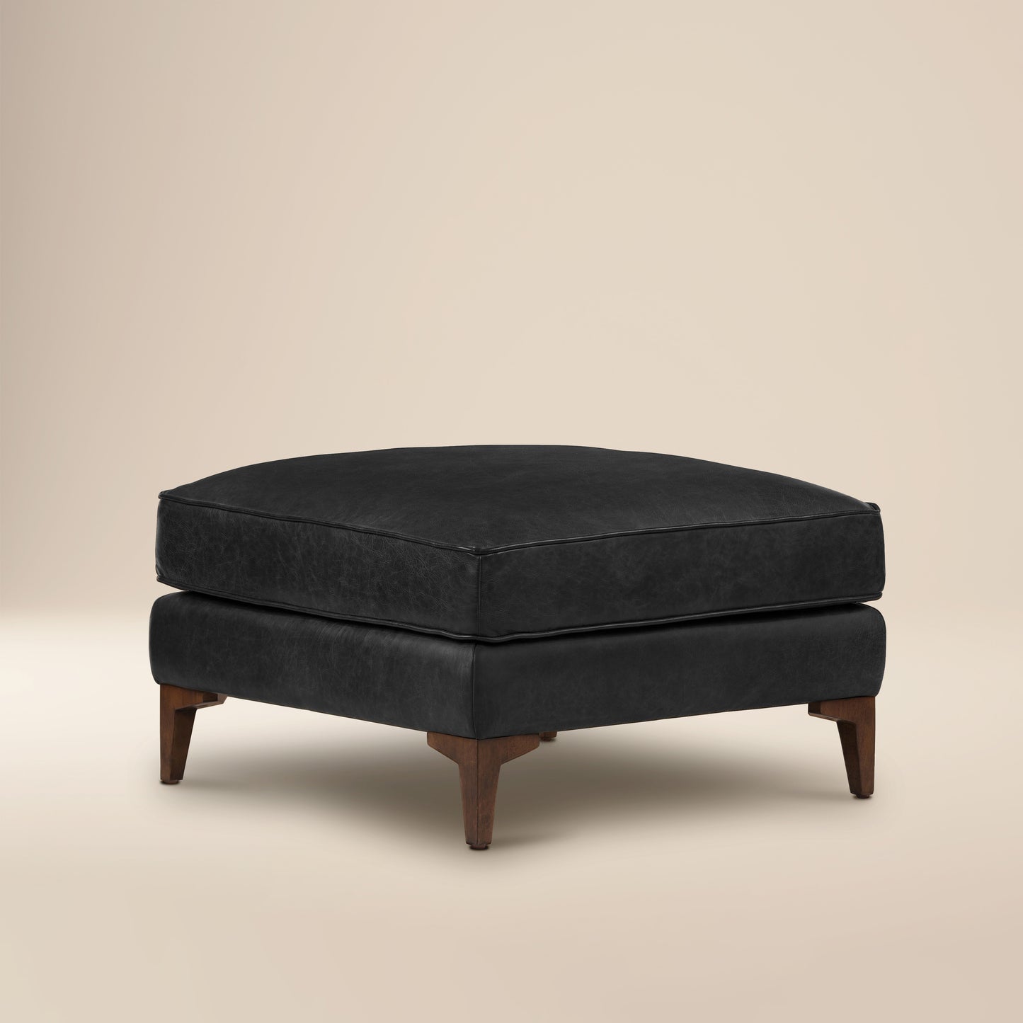 Essex Leather Ottoman | Onyx Black