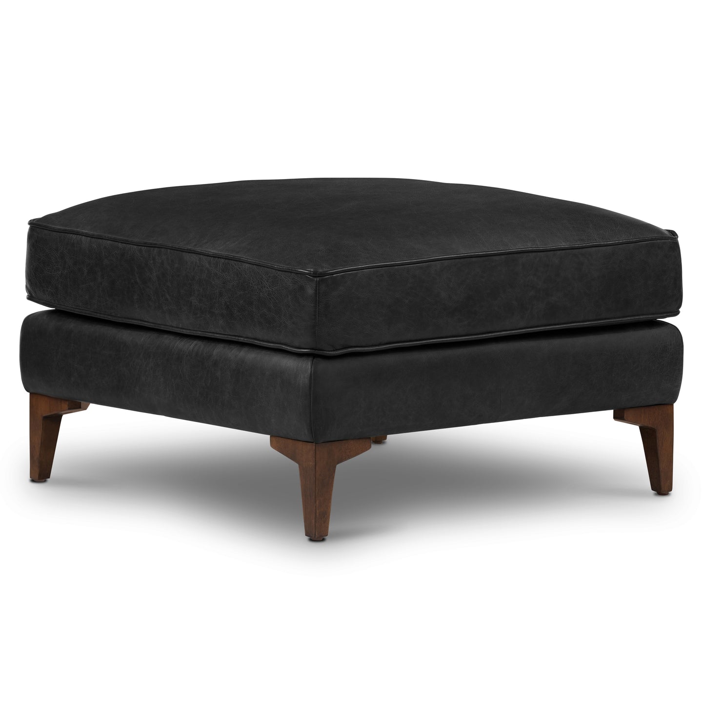 Essex Leather Ottoman | Onyx Black