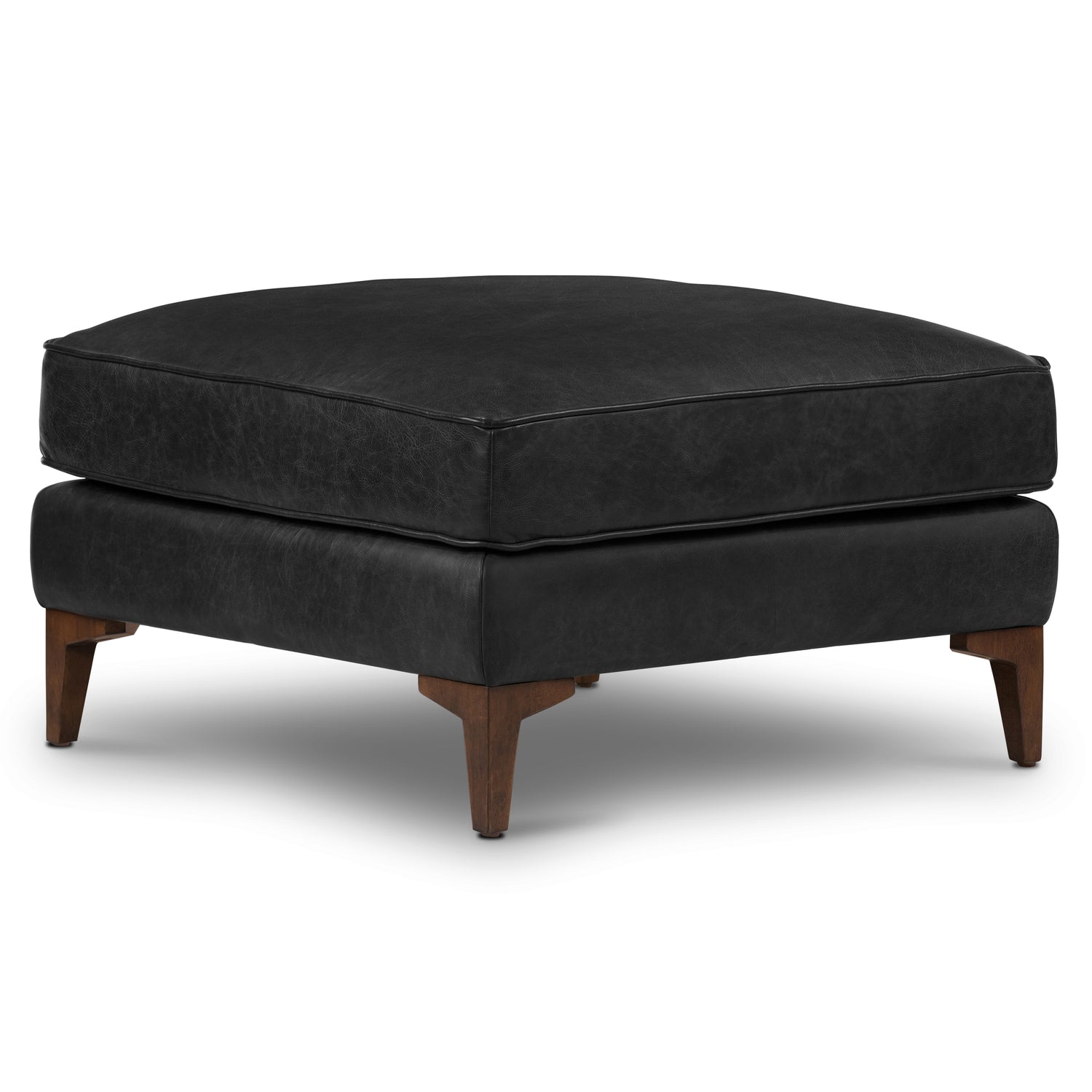 Essex Leather Ottoman | Onyx Black 