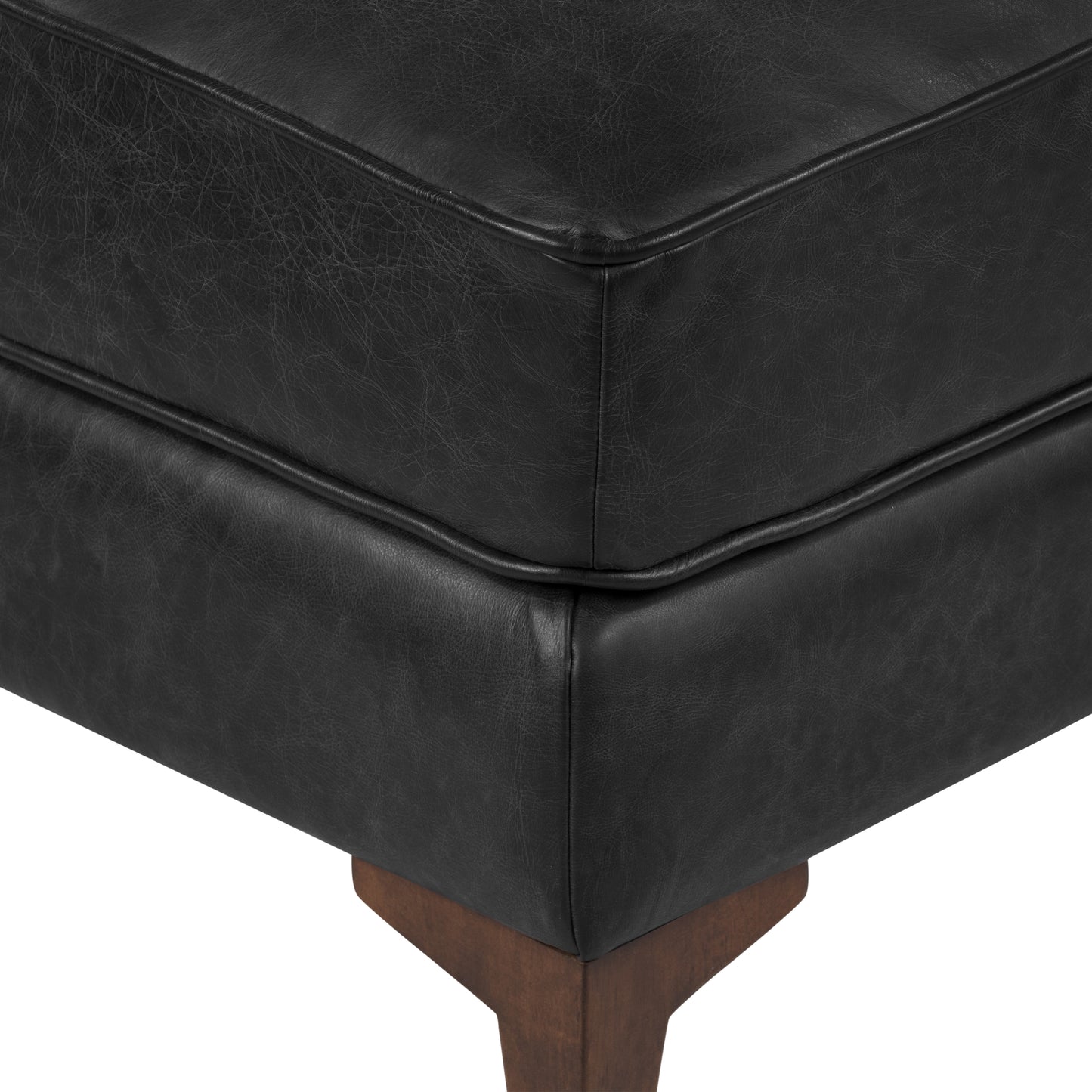 Essex Leather Ottoman | Onyx Black