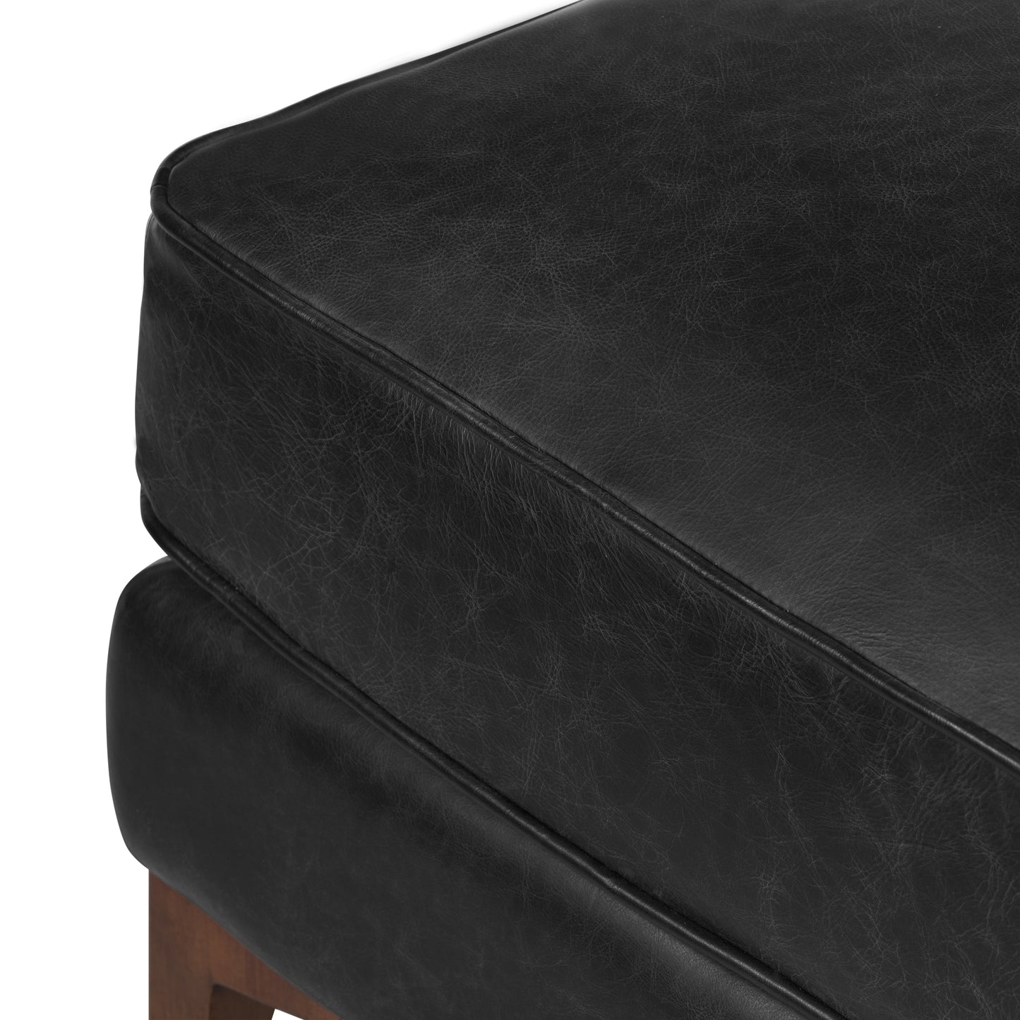Essex Leather Ottoman | Onyx Black