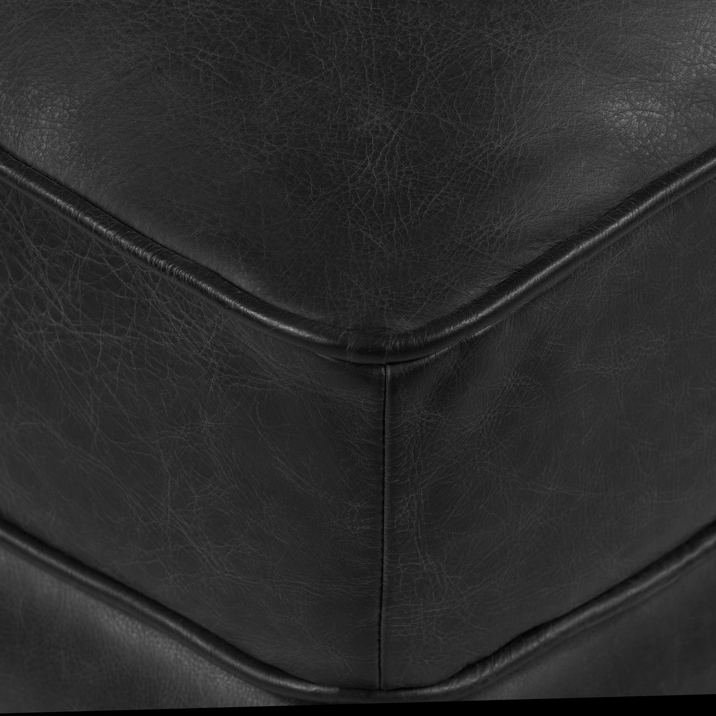 Essex Leather Ottoman | Onyx Black
