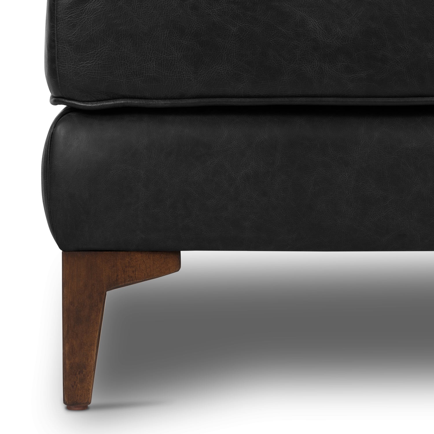 Essex Leather Ottoman | Onyx Black 