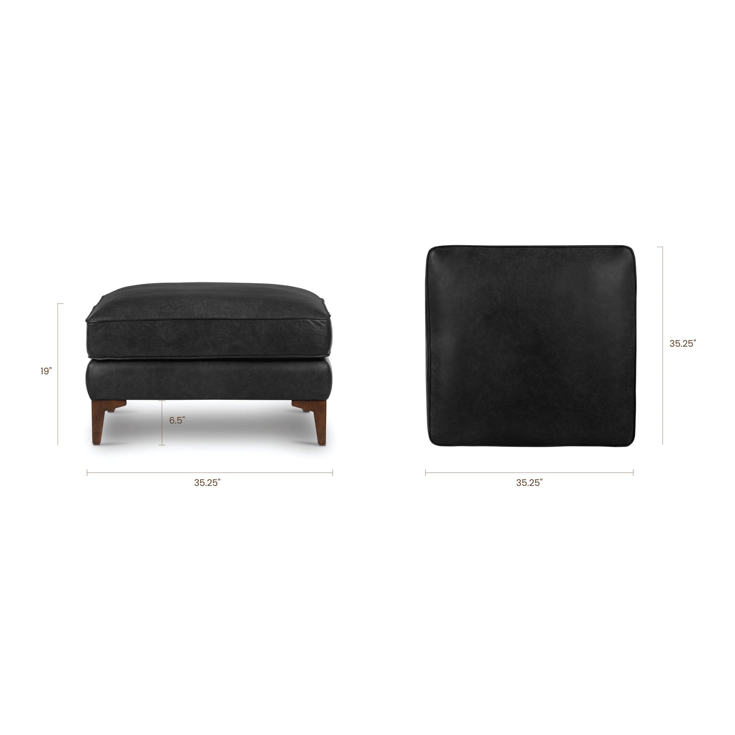 Essex Leather Ottoman | Onyx Black