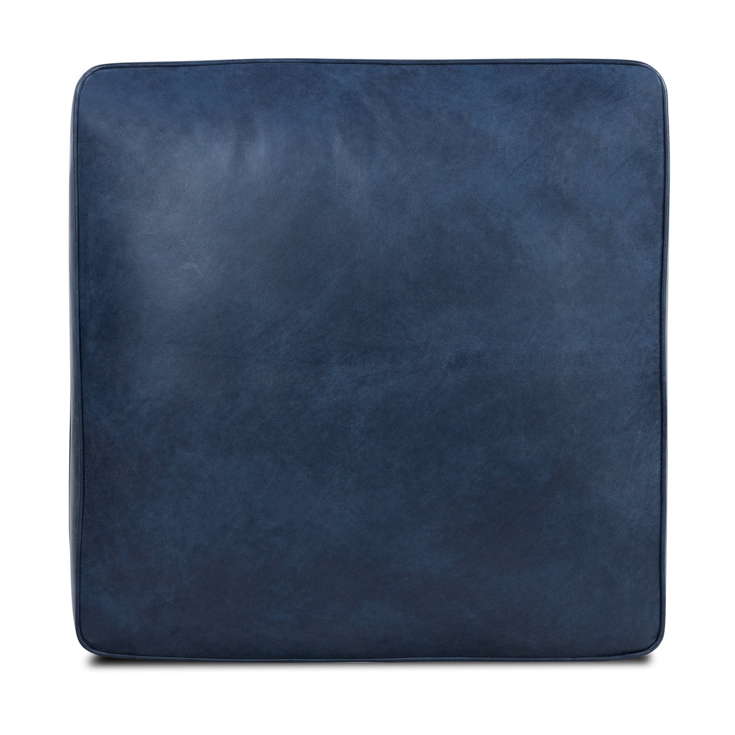Essex Leather Ottoman | Midnight Blue 